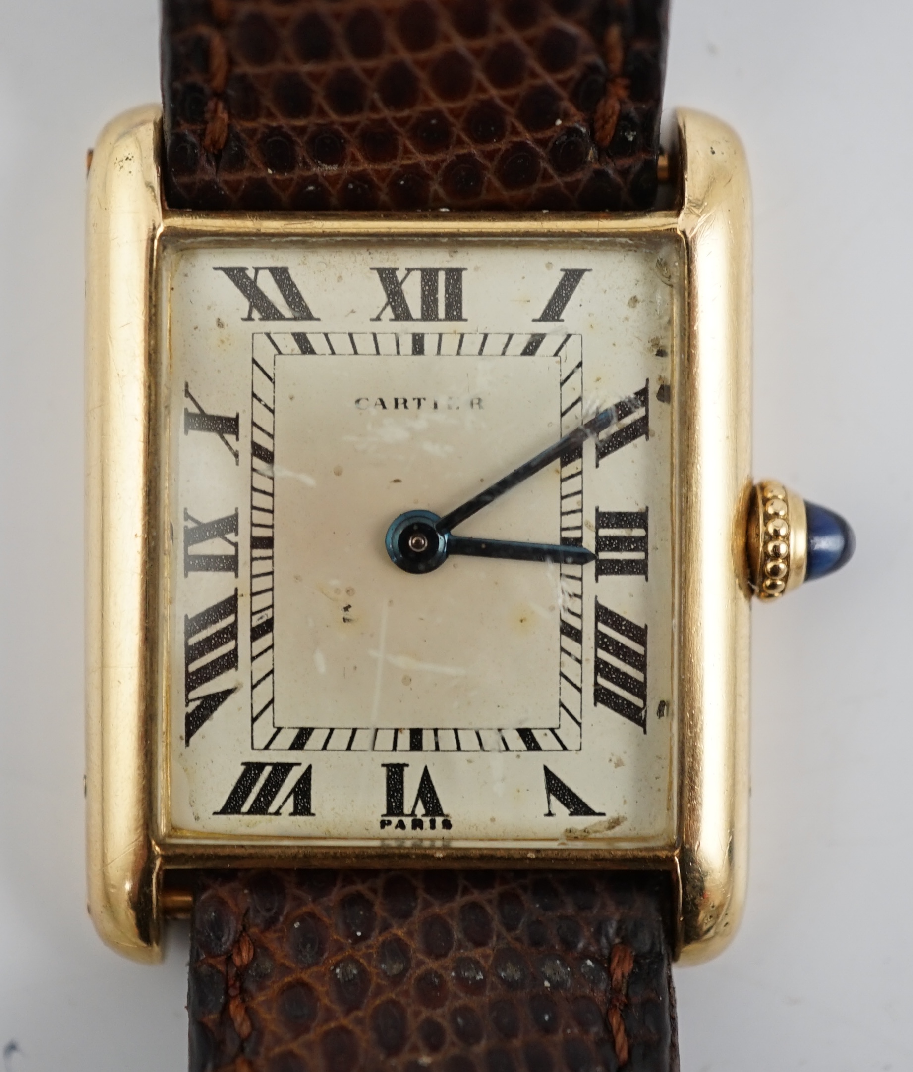 Richard Avedon (American, 1923-2004), a Cartier 18ct. gold tank manual wind wrist watch